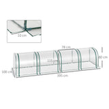 easycomfort serra a tunnel in acciaio e pvc impermeabile e anti uv con 4 porte a cerniera 395x100x80 cm