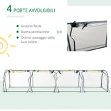 easycomfort serra a tunnel in acciaio e pvc impermeabile e anti uv con 4 porte a cerniera 395x100x80 cm