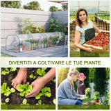 easycomfort serra a tunnel in acciaio e pvc impermeabile e anti uv con 4 porte a cerniera 395x100x80 cm