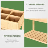 easycomfort easycomfort orto pensile urbano con 8 griglie e ripiano inferiore per piante da giardino 120x60x81cm legno