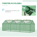 easycomfort mini serra da giardino con 3 finestre avvolgibili e copertura pe anti uv 180x60x60cm verde