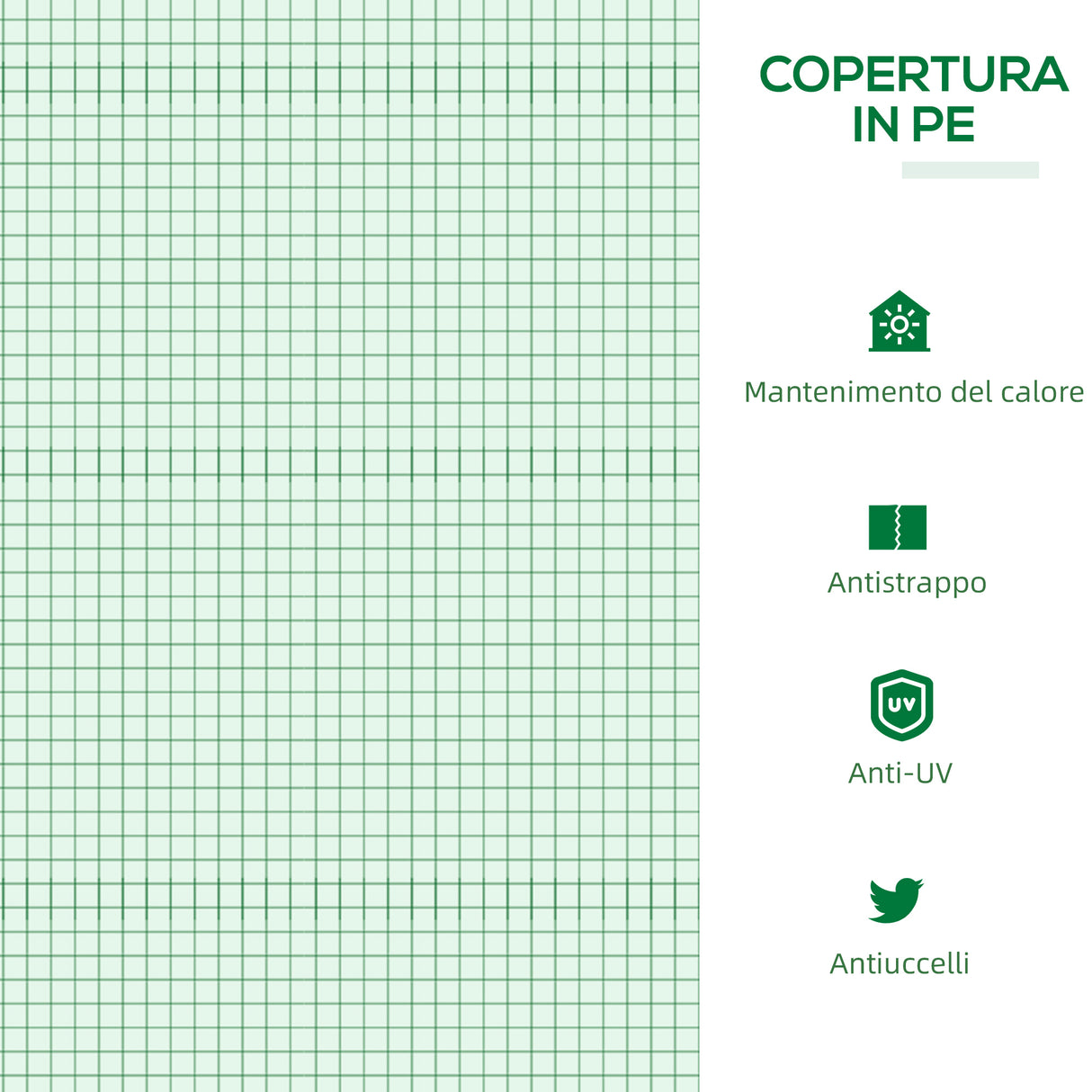 easycomfort mini serra da giardino con 3 finestre avvolgibili e copertura pe anti uv 180x60x60cm verde