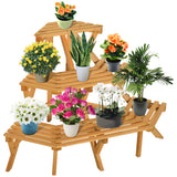 easycomfort easycomfort scaletta portavasi in legno angolare 3 mensole per giardino e casa