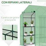 easycomfort serra da giardino con scaffali copertura in pe e porta avvolgibile 143x138x190 cm verde