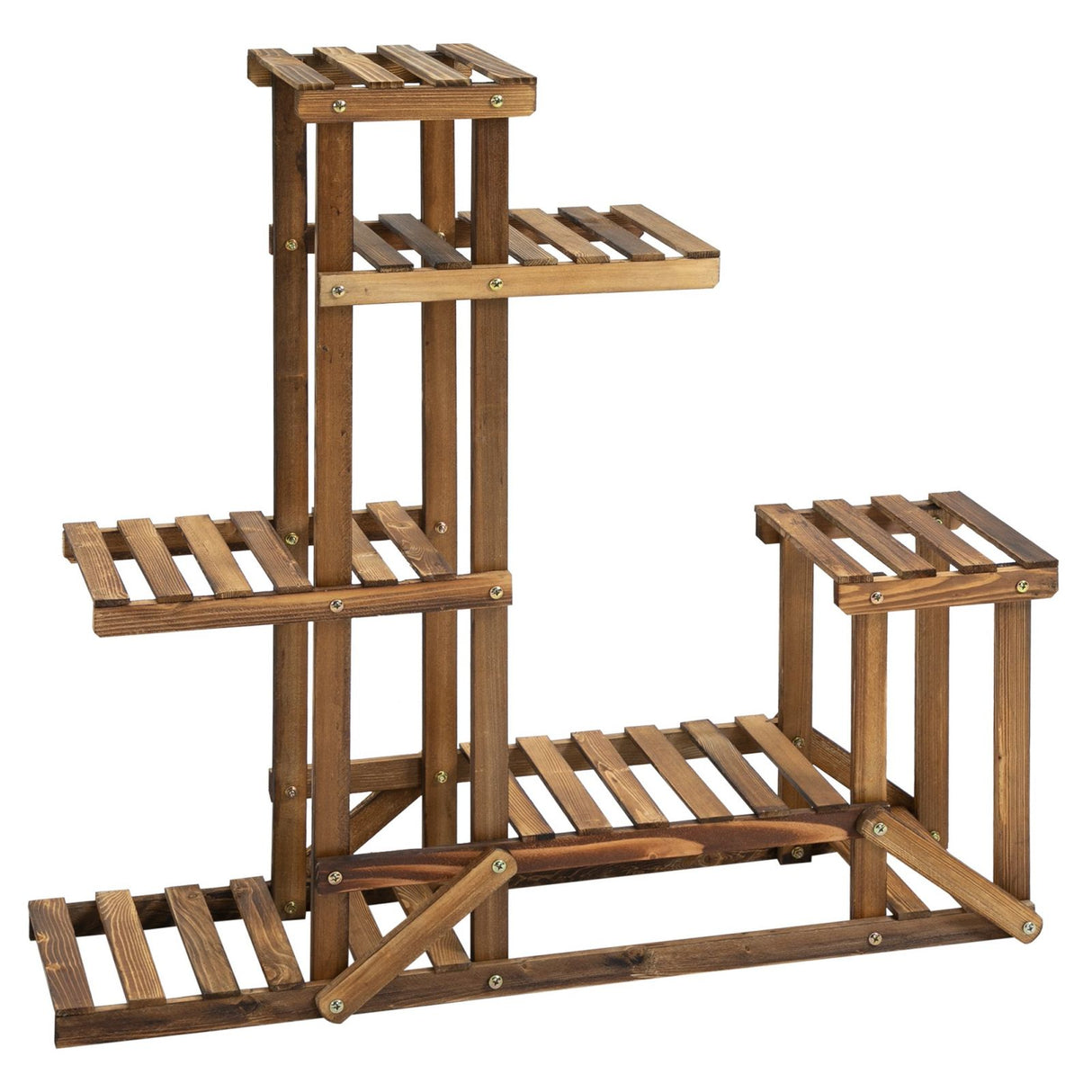 easycomfort scaffale porta piante asimmetrico a 6 livelli per giardino e casa in legno 98x28x96.5cm