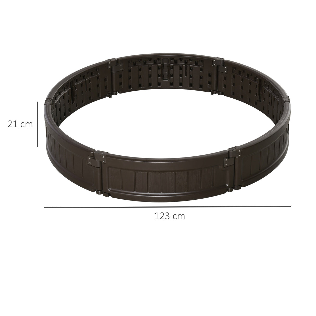 easycomfort letto per orto rialzato in hdpe fioriera da esterno rotonda 123x21cm marrone 33201