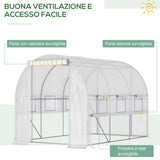 easycomfort serra per orto 3x2x2m in acciaio e copertura pe porte con zip e finestre a rete bianca