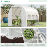 easycomfort serra per orto 3x2x2m in acciaio e copertura pe porte con zip e finestre a rete bianca