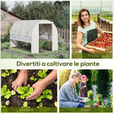 easycomfort serra per orto 3x2x2m in acciaio e copertura pe porte con zip e finestre a rete bianca