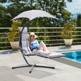 easycomfort easycomfort sdraio da giardino a dondolo relax chaise longue di lusso con tettuccio grigio