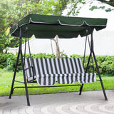 easycomfort easycomfort dondolo da giardino 3 posti con tetto e struttura in acciaio a righe verde e bianco