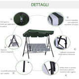 easycomfort easycomfort dondolo da giardino 3 posti con tetto e struttura in acciaio a righe verde e bianco