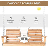 easycomfort easycomfort dondolo sospeso 3 posti in legno con tavolino pieghevole e portabicchieri