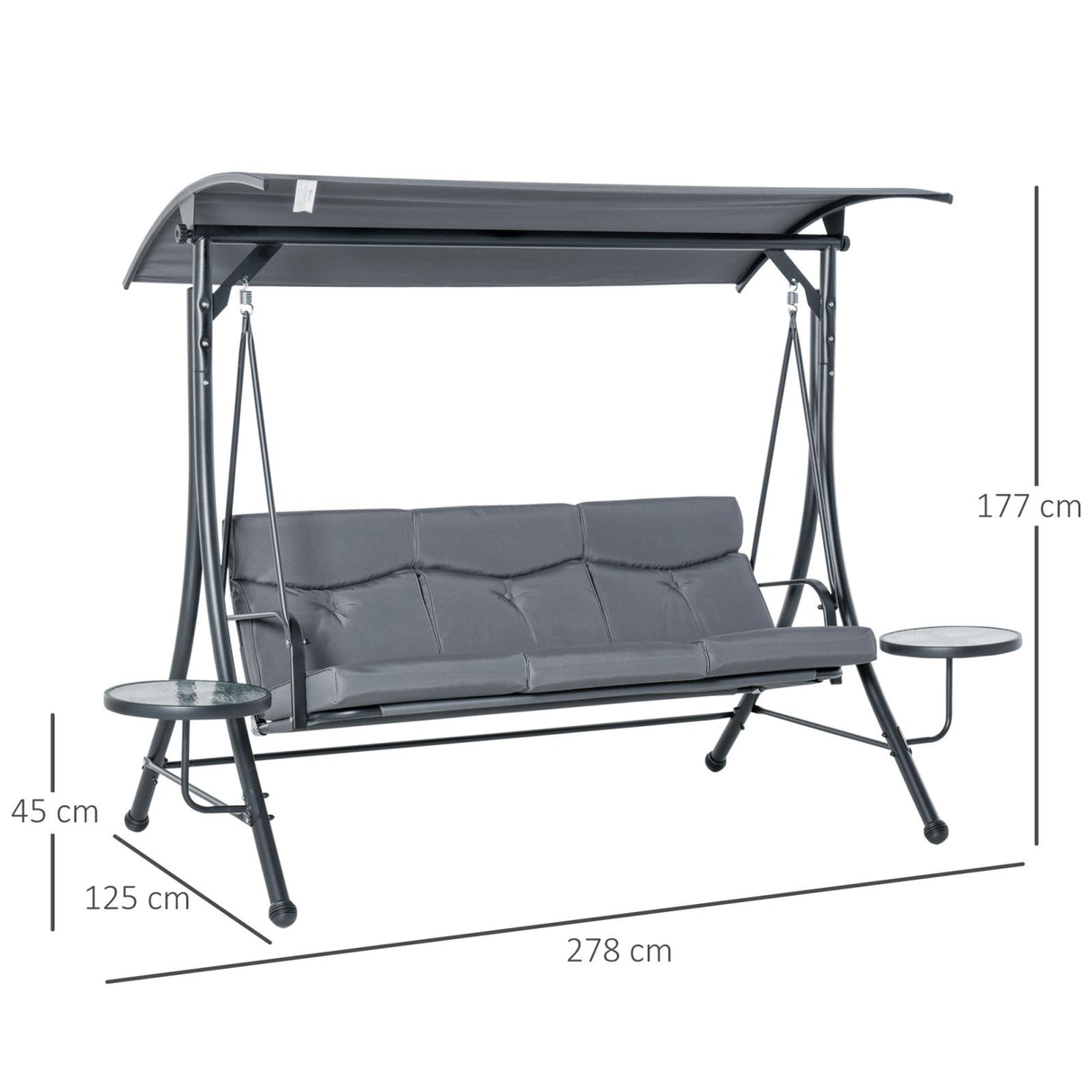 easycomfort easycomfort dondolo 3 posti da giardino o balcone con tettuccio e 2 tavolini