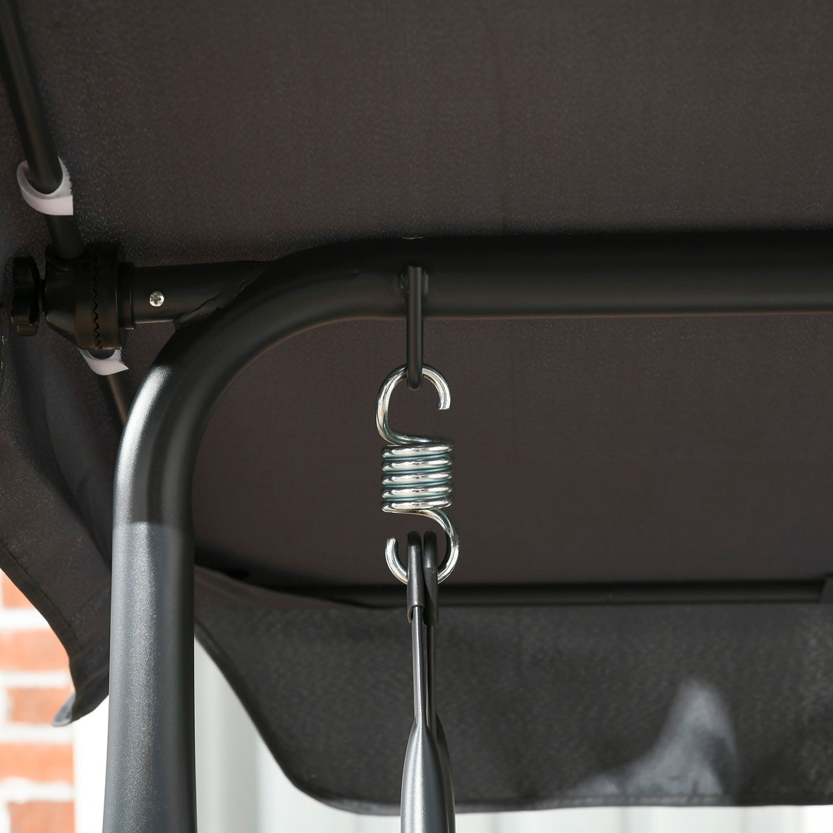 easycomfort dondolo da giardino 3 posti in rattan pe e acciaio con tettuccio regolabile e portabicchieri 204x112x150 cm