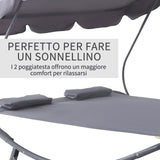 easycomfort easycomfort lettino sdraio prendisole matrimoniale con tettuccio regolabile grigio