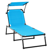 easycomfort easycomfort lettino prendisole sdraio da giardino pieghevole con tettuccio e schienale regolabile blu