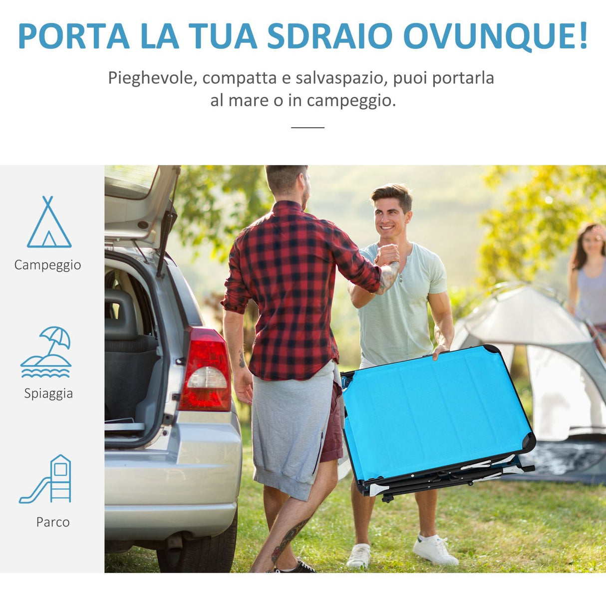 easycomfort easycomfort lettino prendisole sdraio da giardino pieghevole con tettuccio e schienale regolabile blu