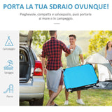 easycomfort easycomfort lettino prendisole sdraio da giardino pieghevole con tettuccio e schienale regolabile blu