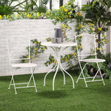 easycomfort set da giardino 3 pezzi con 2 sedie pieghevoli e 1 tavolino a mosaico bianco