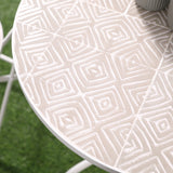 easycomfort set da giardino 3 pezzi con 2 sedie pieghevoli e 1 tavolino a mosaico bianco