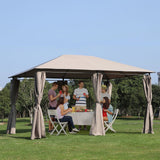 easycomfort easycomfort gazebo da giardinotelo in poliestere 6 pareti rimovibili 12 paletti struttura in metallo beige 400 x 300 x 264 cm