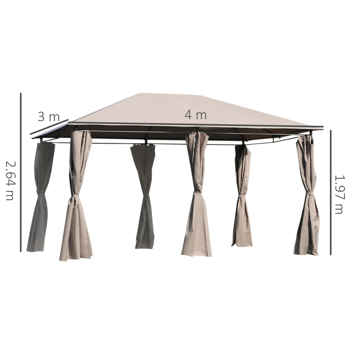 easycomfort easycomfort gazebo da giardinotelo in poliestere 6 pareti rimovibili 12 paletti struttura in metallo beige 400 x 300 x 264 cm