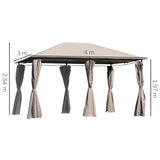 easycomfort easycomfort gazebo da giardinotelo in poliestere 6 pareti rimovibili 12 paletti struttura in metallo beige 400 x 300 x 264 cm