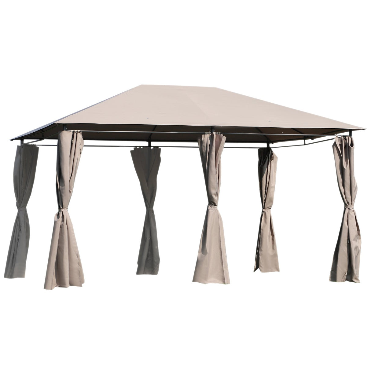 easycomfort easycomfort gazebo da giardinotelo in poliestere 6 pareti rimovibili 12 paletti struttura in metallo beige 400 x 300 x 264 cm