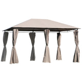 easycomfort easycomfort gazebo da giardinotelo in poliestere 6 pareti rimovibili 12 paletti struttura in metallo beige 400 x 300 x 264 cm