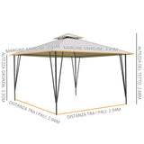 easycomfort easycomfort gazebo da esterno o giardino in metallo con doppio tettuccio beige