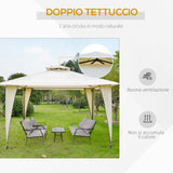 easycomfort easycomfort gazebo da esterno o giardino in metallo con doppio tettuccio beige