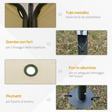 easycomfort easycomfort gazebo da esterno o giardino in metallo con doppio tettuccio beige