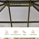 easycomfort gazebo da giardino con zanzariera 3.6x3m tetto policarbonato marrone