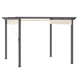 easycomfort gazebo pergola da giardino 3x3m con tenda retrattile in alluminio e poliestere bianco crema