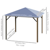 easycomfort gazebo da giardino 3x3m con tetto in policarbonato e zanzariere caffe e khaki
