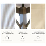 easycomfort gazebo da giardino 3x3m con tetto in policarbonato e zanzariere caffe e khaki