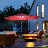 easycomfort easycomfort ombrellone da giardino a braccio 3x2 4 m con manovella e 8 strisce led a energia solare rosso scuro