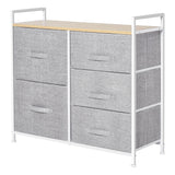 easycomfort easycomfort cassettiera in metallo bianco e legno con 5 cassetti pieghevoli e rimovibili in tessuto grigio 83lx 29p x 77acm ean 8054144134062