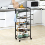 easycomfort easycomfort carrello da cucina salvaspazio a 5 livelli con cestini a rete in acciaio 45x26 5x106cm nero
