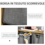 easycomfort easycomfort portabiancheria in legno di bambu con doppio cesto estraibile e ripiano a doghe 63 5x33x73cm grigio