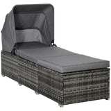 easycomfort easycomfort lettino prendisole in rattan pe schienale reclinabile a 4 livelli tettuccio e materassino