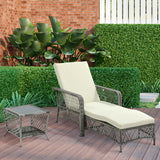 easycomfort mobili da giardino set in rattan con sdraio da giardino regolabile e tavolino a 2 livelli