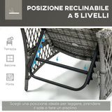 easycomfort mobili da giardino set in rattan con sdraio da giardino regolabile e tavolino a 2 livelli