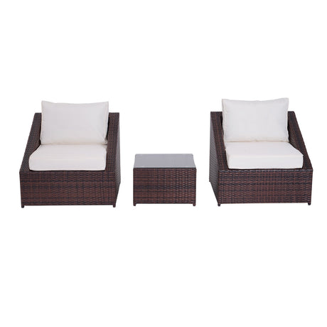 easycomfort easycomfort set mobili da giardino in pe rattan con tavolino e 2 poltrone