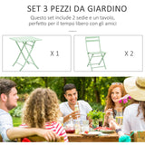easycomfort easycomfort set tavolo e sedie da giardino ed esterno in metallo verde set da 3 pezzi pieghevole e salvaspazio
