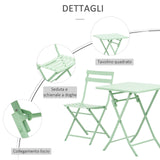easycomfort easycomfort set tavolo e sedie da giardino ed esterno in metallo verde set da 3 pezzi pieghevole e salvaspazio