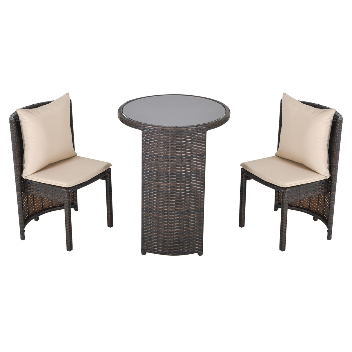 easycomfort easycomfort set tavolino e 2 sedie da esterno in pe rattan marrone e beige