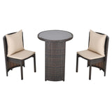 easycomfort easycomfort set tavolino e 2 sedie da esterno in pe rattan marrone e beige