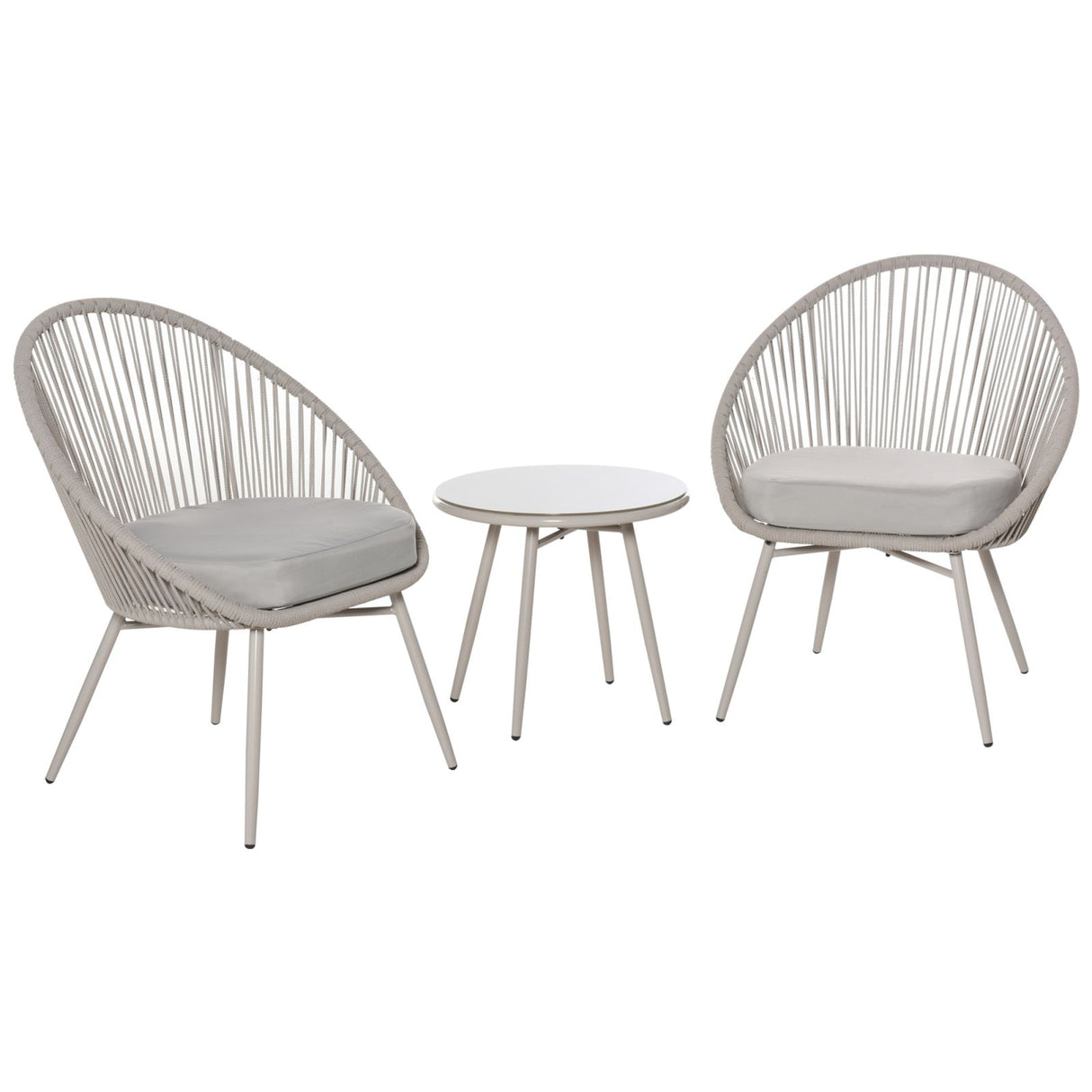 easycomfort easycomfort set poltroncine da giardino intrecciate in pe rattan con tavolino bianco crema